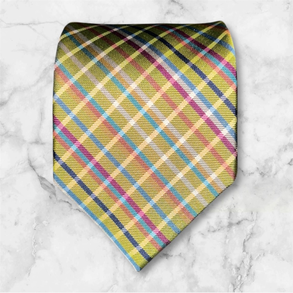 Vibrant Plaid Tie in Green and Blue